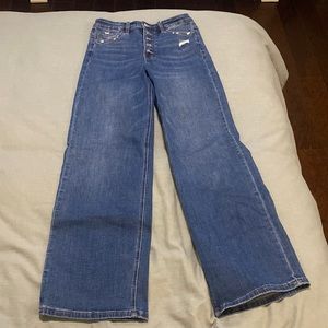Bootcut denim jeans.